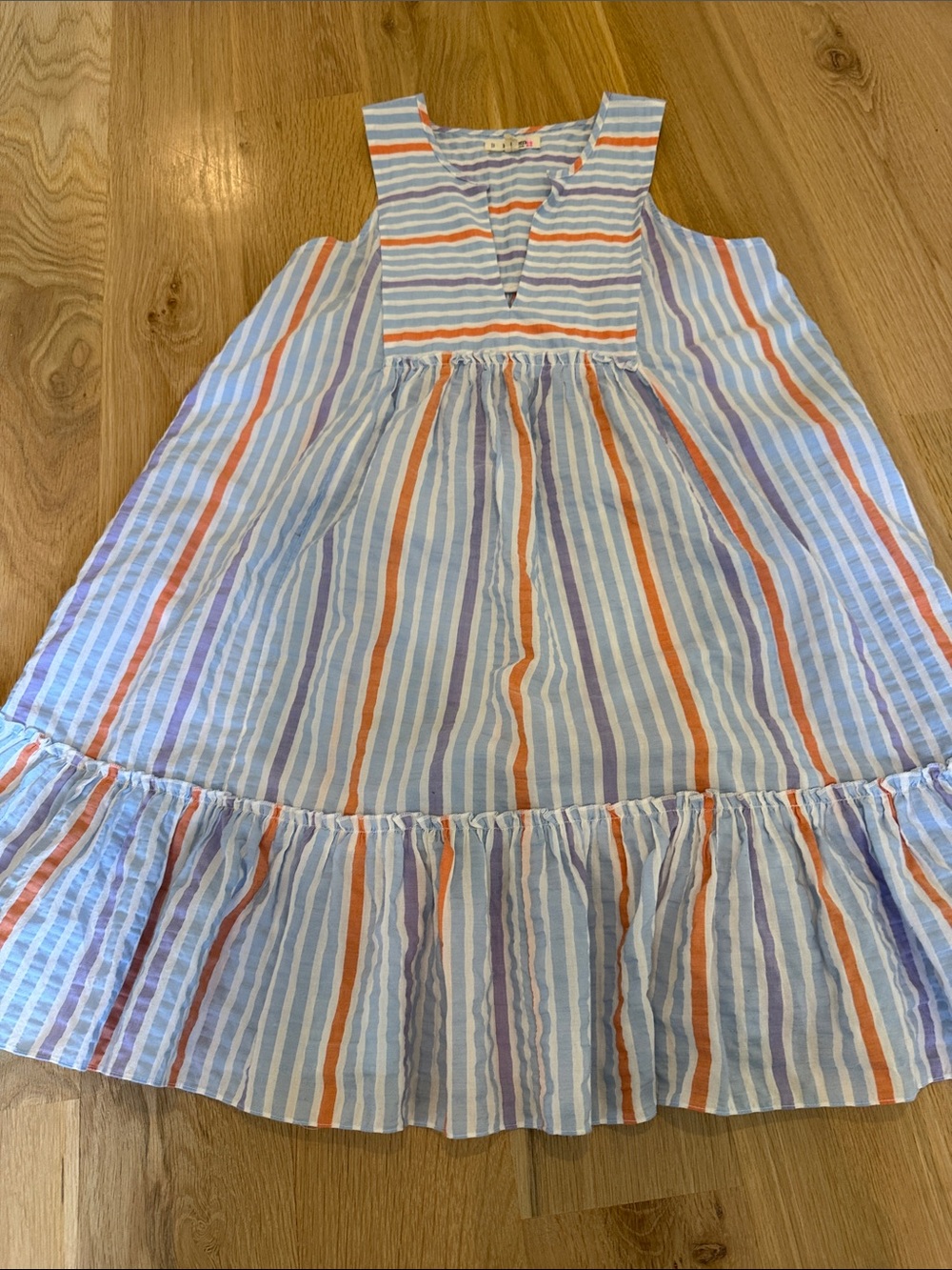 Lemlem Striped Blue, White & Orange Cotton Top
